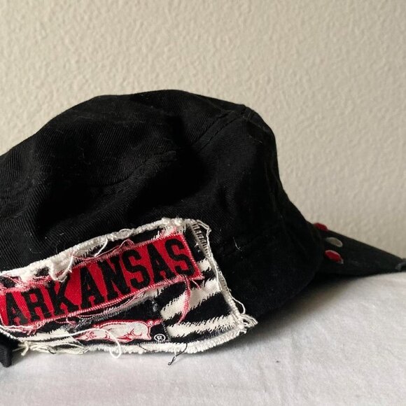Arkansas Razorbacks y2k Black Red Rhinestone Bling Hat - Picture 3 of 4